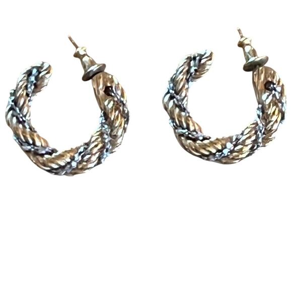 Vintage robe twisted chain hoop earrings. Women's Gold/Silver Tone. Cool! - Picture 1 of 3